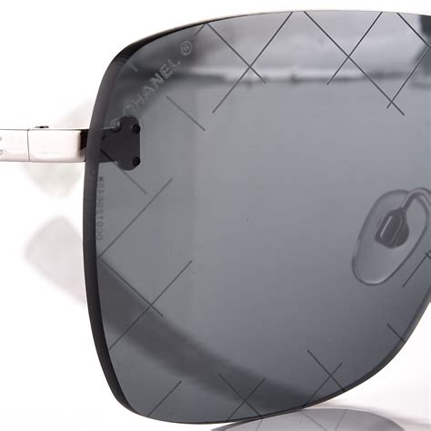 CHANEL Shield Runway Sunglasses 4215 Silver Blue Mirror 